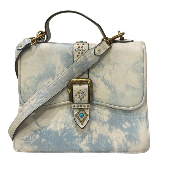 Aimee Kestenberg Handbags - Aimee Kestenberg Leather Blue Tie-Dye Western Buckle Handbag/ Shoulder Bag